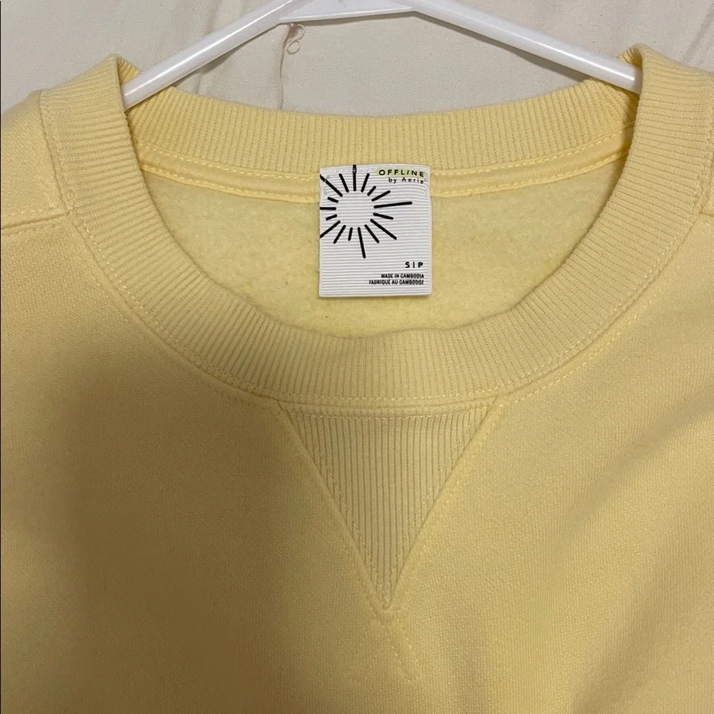 OFFLINE by aerie Butter Yellow Cloud Fleece Oversized Crewneck Sweatshirt - Picture 3 of 5